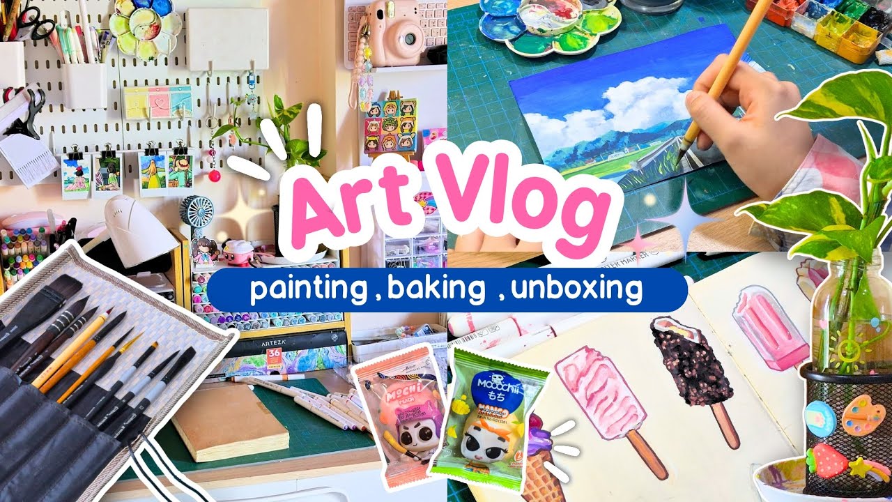 أكملت رسماتي الغير مكتملة 🍡 | Art Vlog☆ •° يومياتي كرسامة وخبازة👩🏻‍🎨👩🏻‍🍳 °•☆