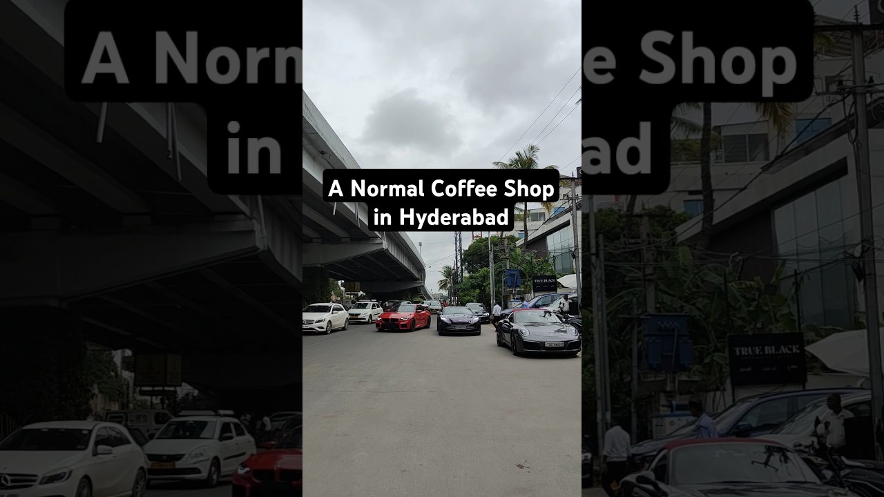 A normal coffee shop in Hyderabad 🔥 #supercars #cars
