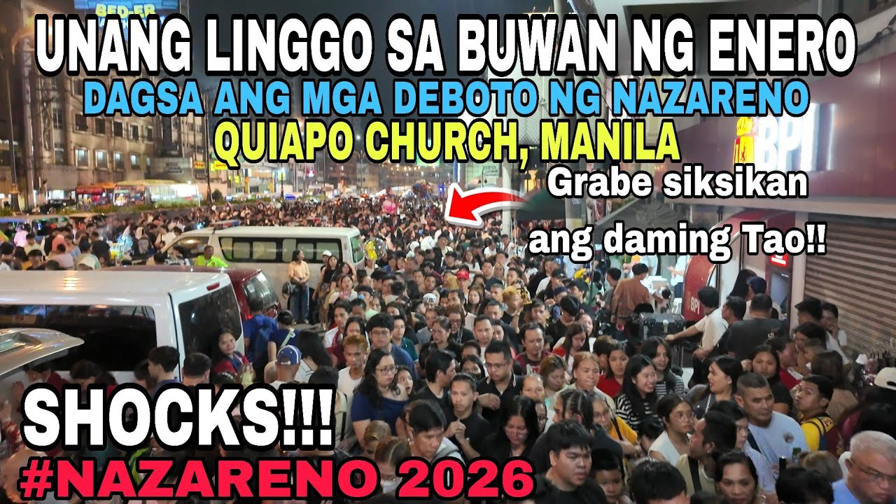 FIRST SUNDAY OF JANUARY!!😱INSANE CROWDED in QUIAPO CHURCH, MANILA|WalkTour By NIGHT SCENES in 4K🇵🇭