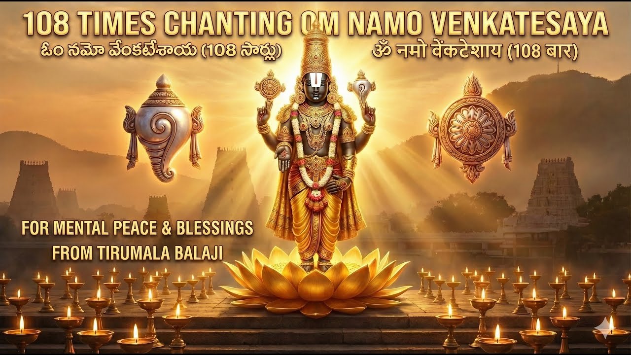 ఓం నమో వెంకటేశాయ నమః | Listen Daily 108 Times Chanting | Peaceful Morning Mantra | Tirumala Balaji