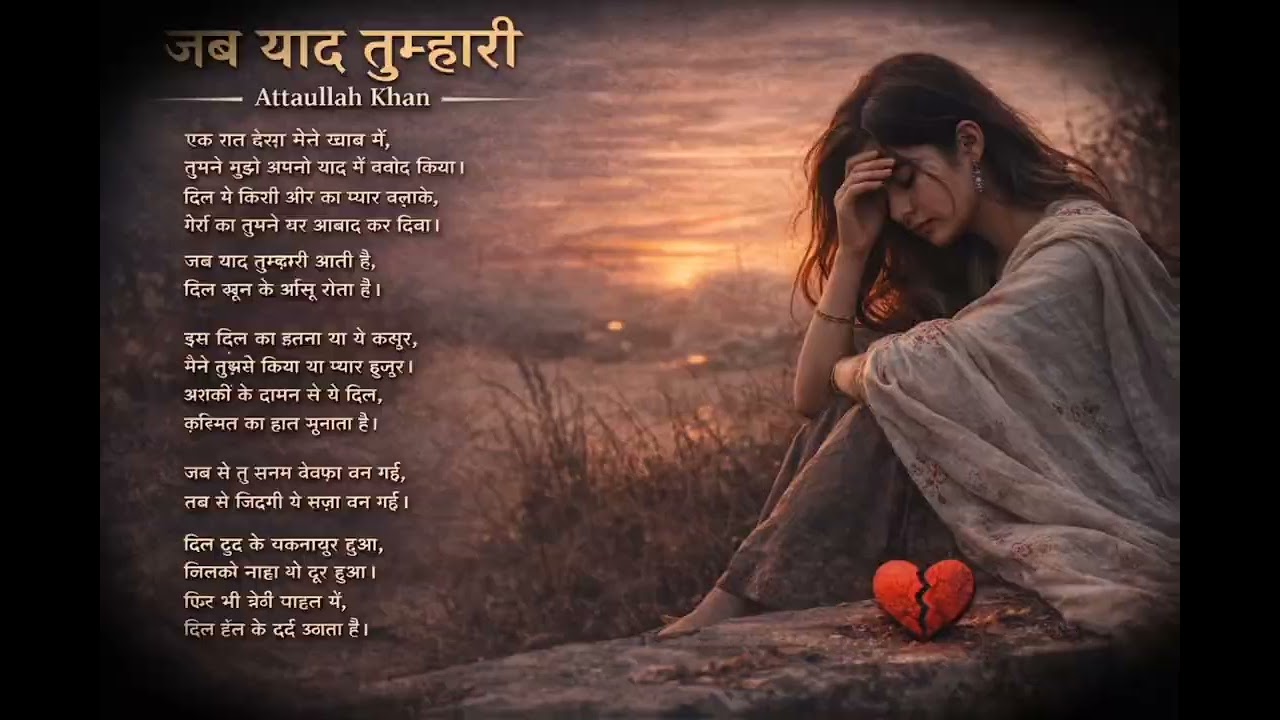 जब याद तुम्हारी आती है | 💔 दर्द भरा ग़ज़ल | Attaullah Khan | Sad Heart Touching Song ❤️ ✅