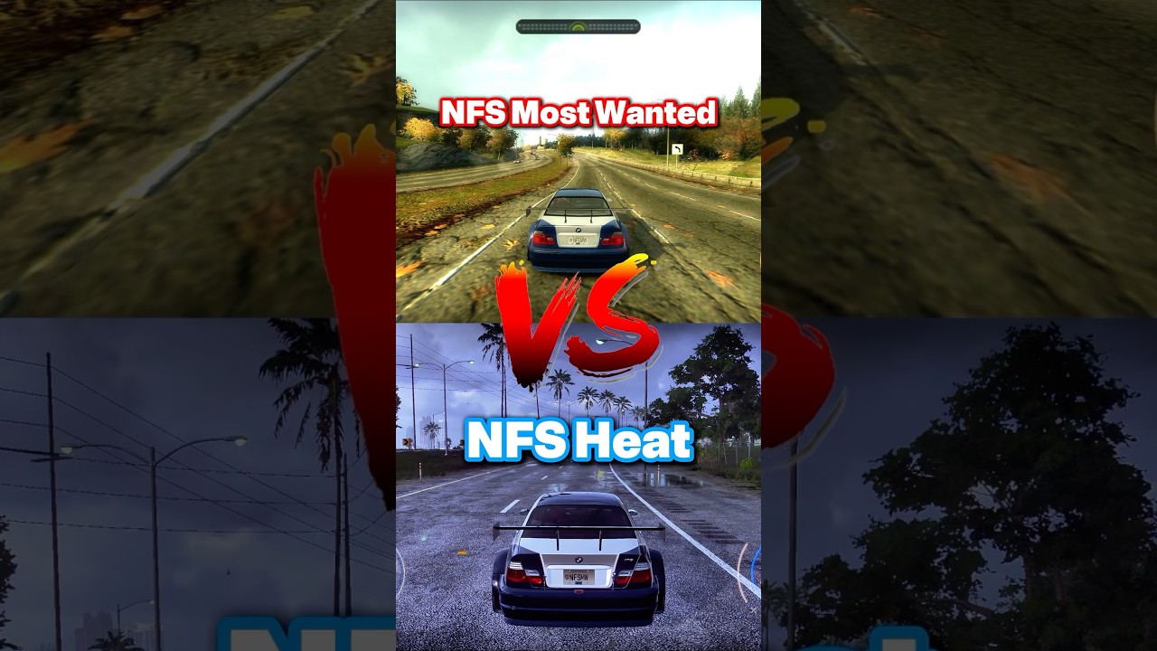 BMW M3 GTR in NFS most wanted VS NFS heat #nfs #eagames #ea #needforspeed #fyp #shorts