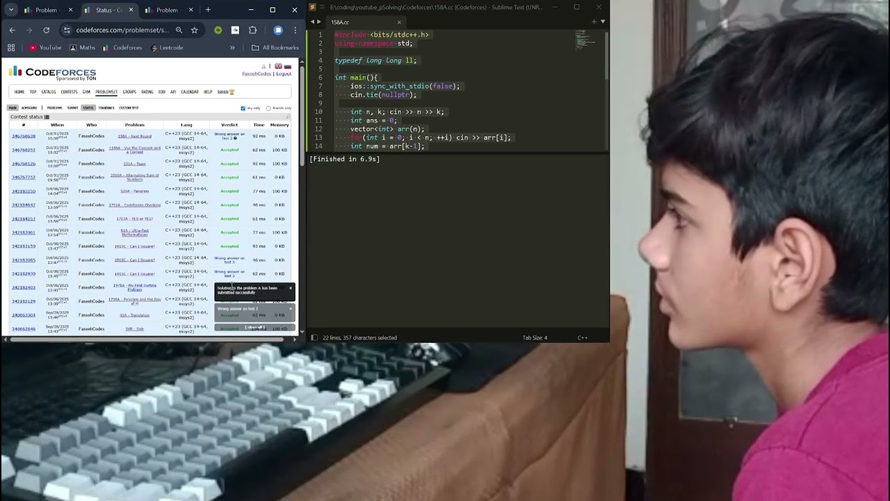 Solving Codeforces Problems (C++) || 800 Rated || Daskeyboard Model S || EP #  30 || 158A