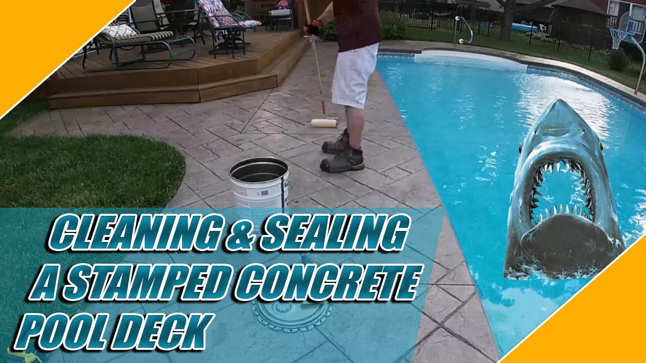 Cleaning & Sealing a Stamped Concrete Pool Deck 👍😍- Saltwater Pool | Windy City Steam