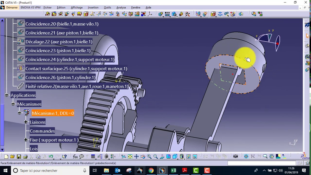 exercice DMU Kinematics mini-compresseur liaison engrenage (DARIJA)