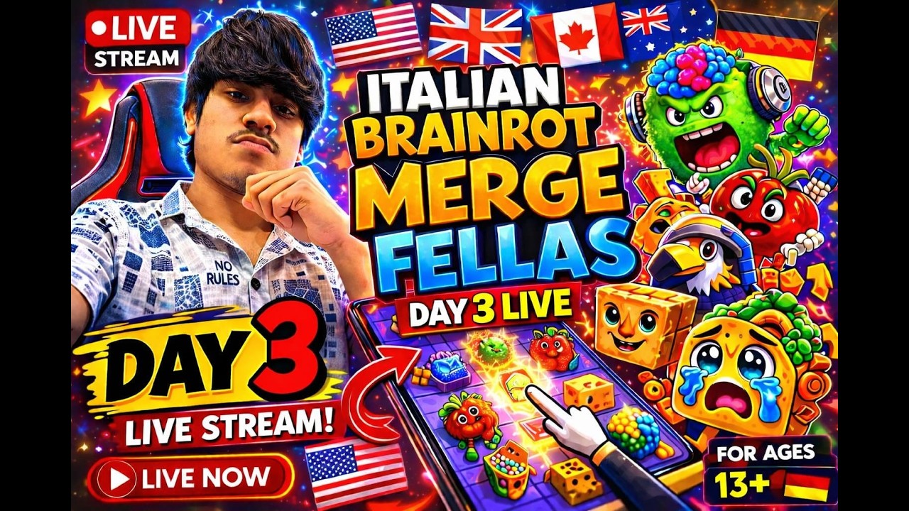 😱 Italian Brainrot Merge Fellas NEW UPDATE Live Gameplay | Day 3 Live Stream