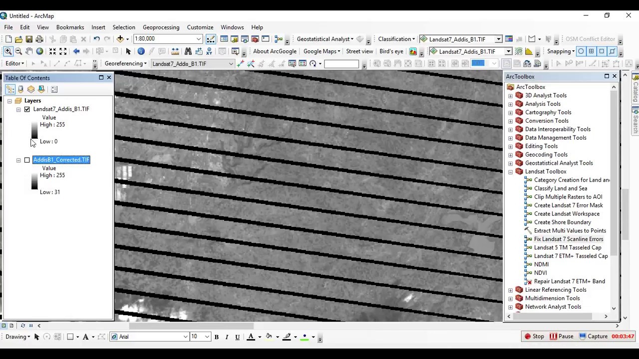 Fix Landsat 7 Scan Line Error using Landsat Toolbox in ArcMap