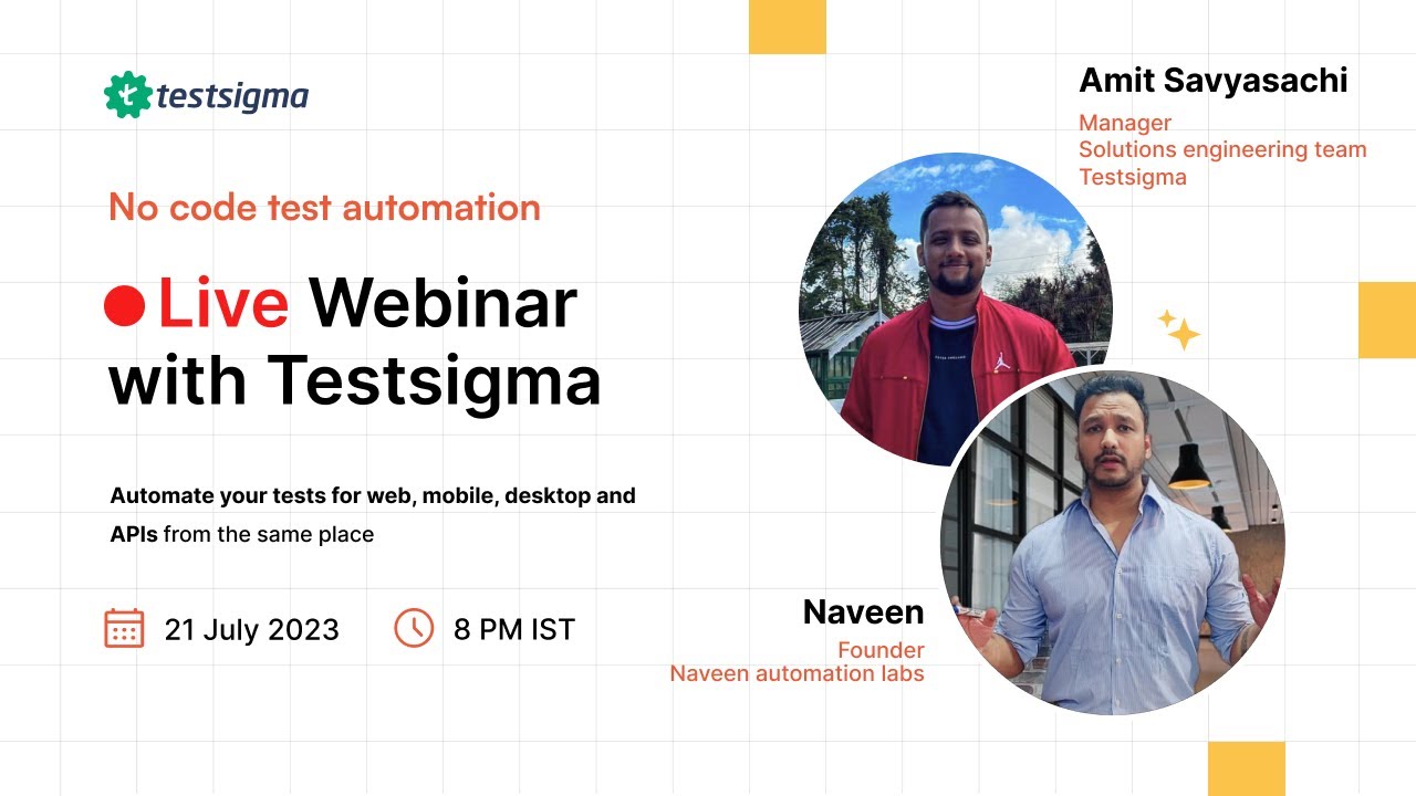 No Code Test Automation - Live Webinar with TestSigma
