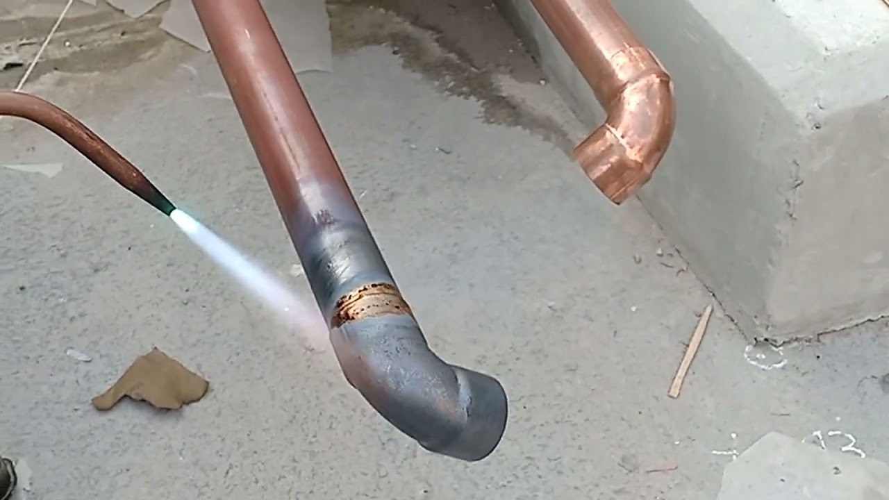 Brazing of copper gas and liquid line with oxygen and acetylene for VRV system #dubai #knowledge