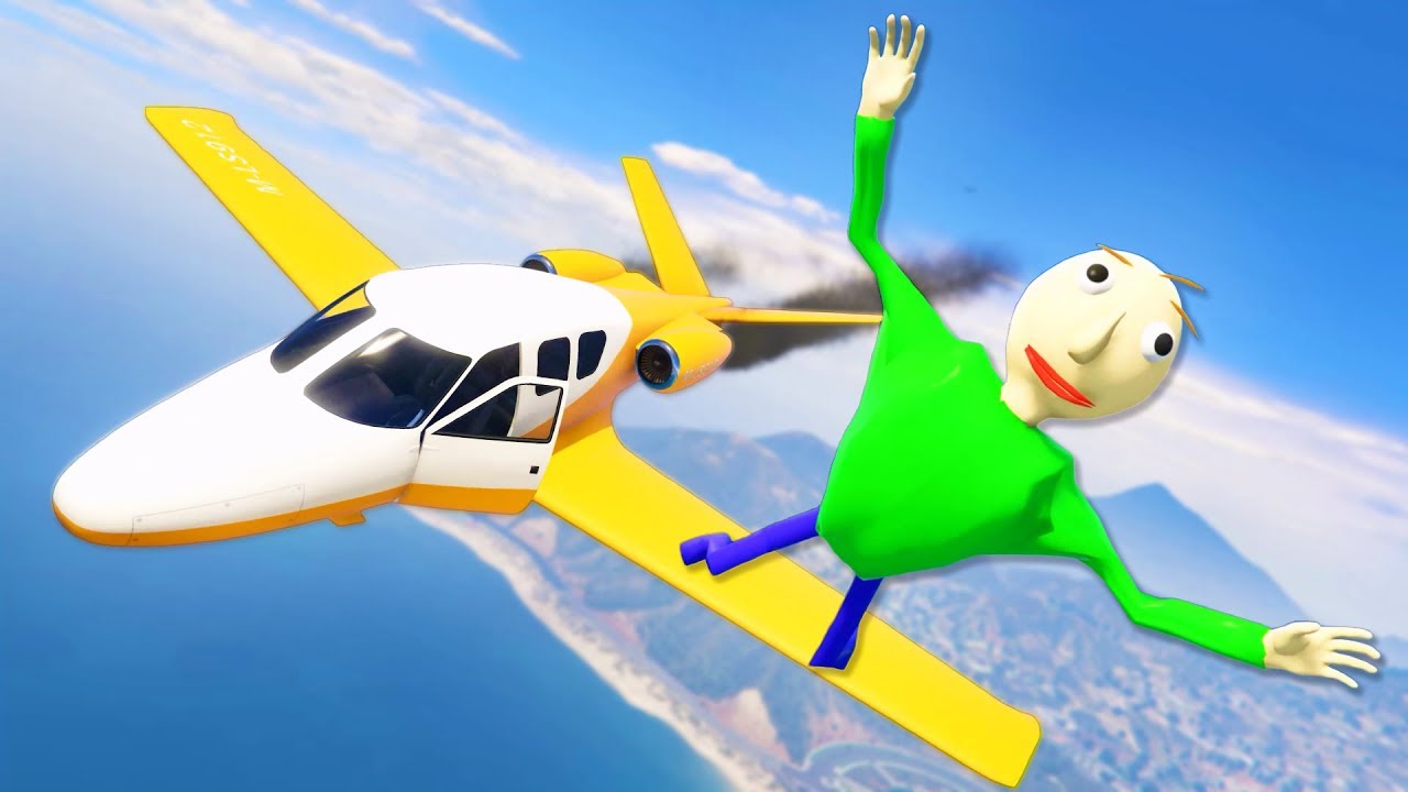 Балди Разрушает Самолеты в GTA 5 [Безумные Рэгдоллы | Baldi's Basics] - Серия 10 