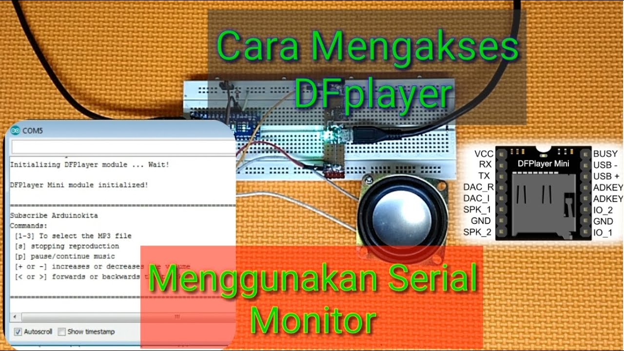 Cara akses DFplayer dengan serial monitor arduino