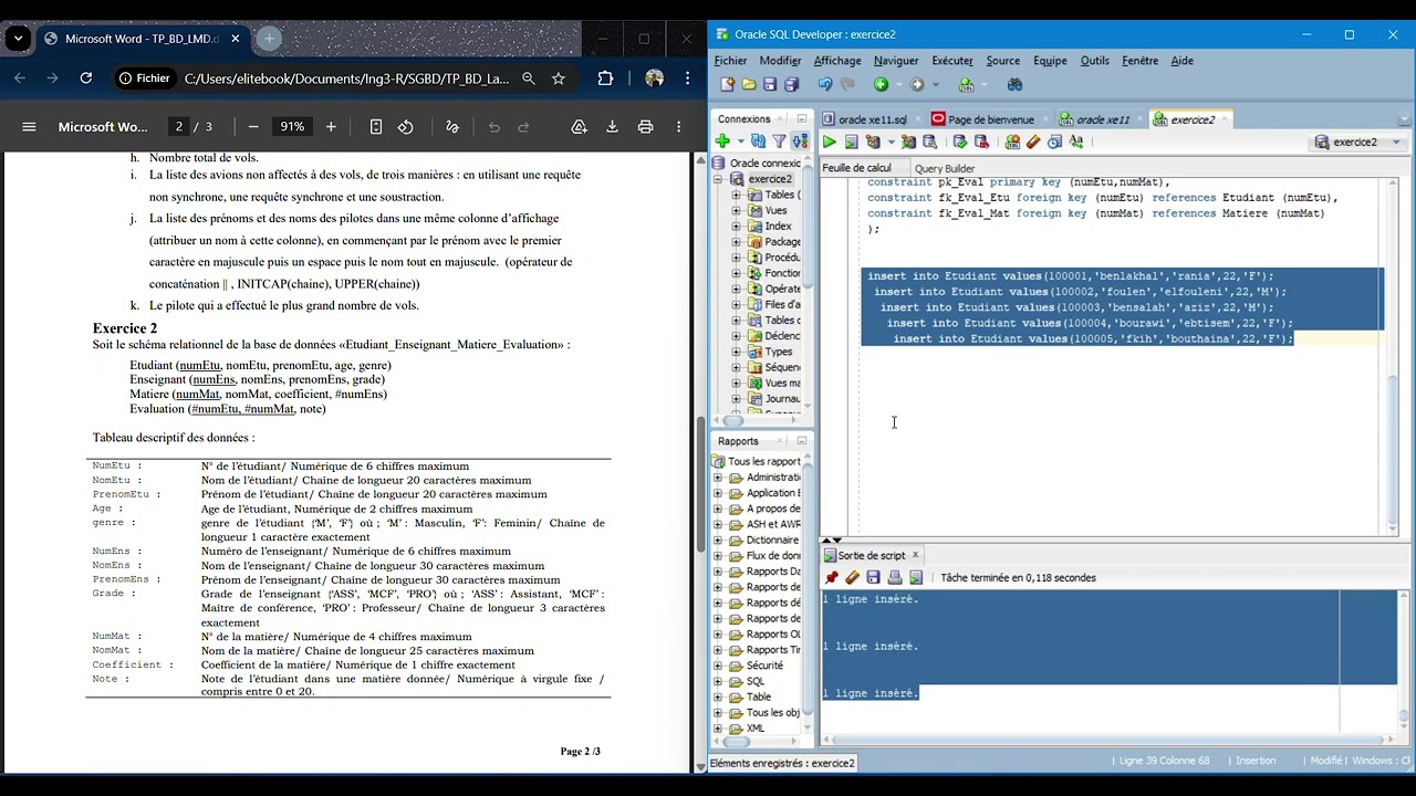 Correction d’un Exercice Oracle SQL Pas à Pas