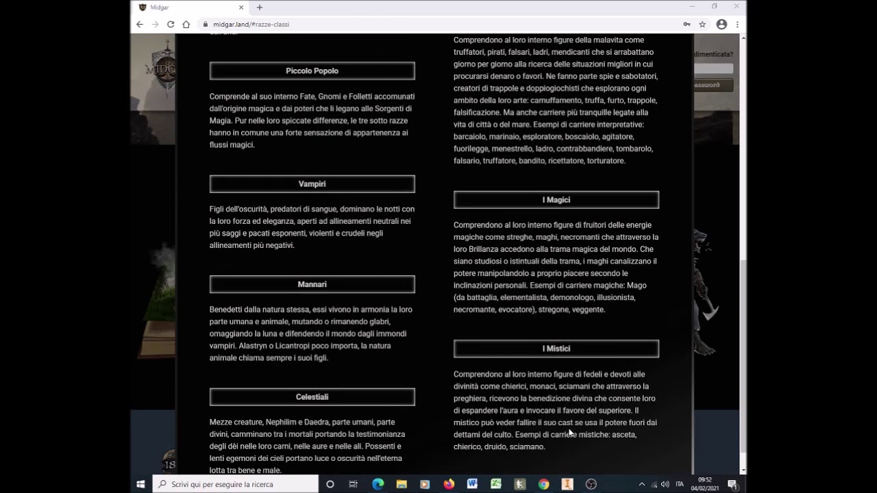 Midgar - Gdr Play by chat - Tutorial #1 La Home Page