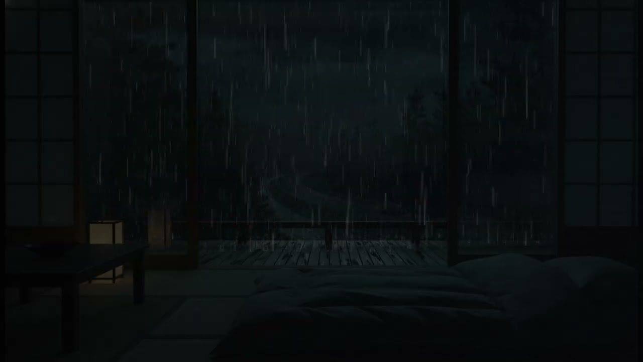 Rainfall in a Dark Bedroom | Stress Relief Rain for Deep Sleep
