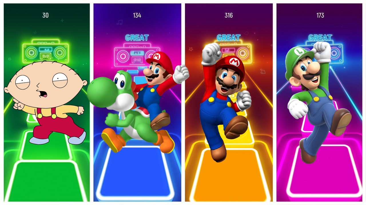 ASTRONOMIA 🆚 MARIO BROS   Tiles Hop EDM Rush🎶| Who Is Best?
