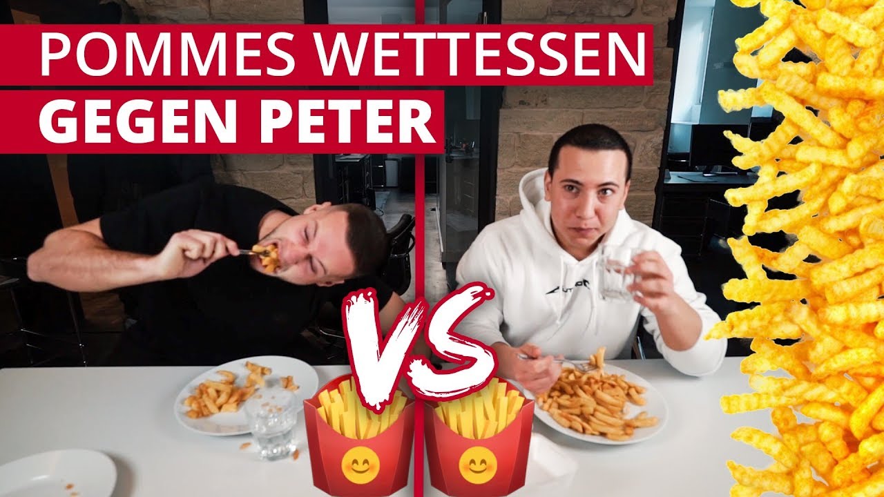 Pommes Wettessen gegen Peter!