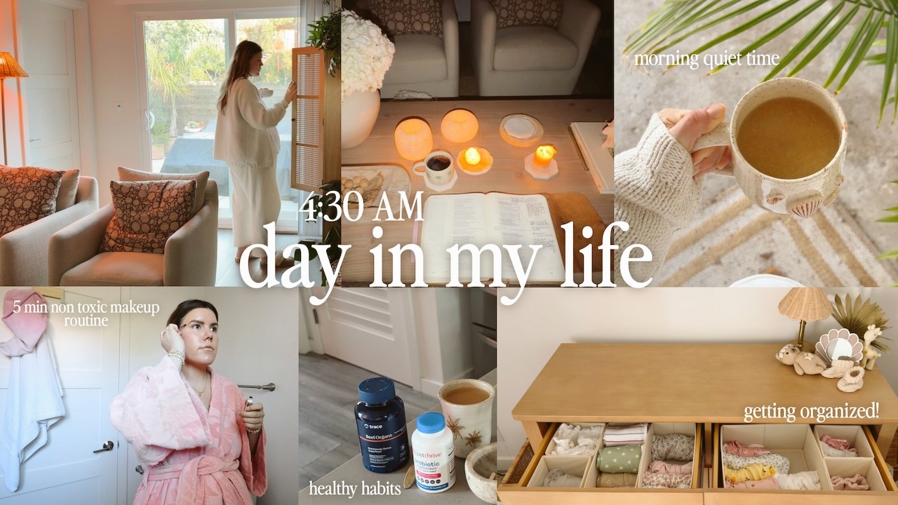 day in the life 🌸 4:30 AM morning routine, healthy habits + nursery set up!