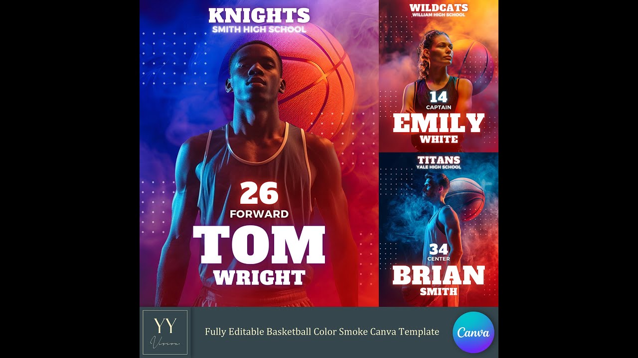 Basketball Color Smoke Canva Template Tutorial