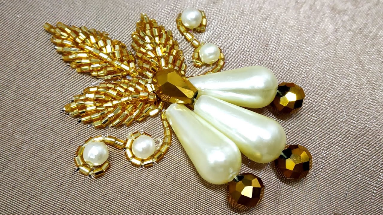 Hand Embroidery : Zardozi Work With Katdana Bead Pearls And Crystals