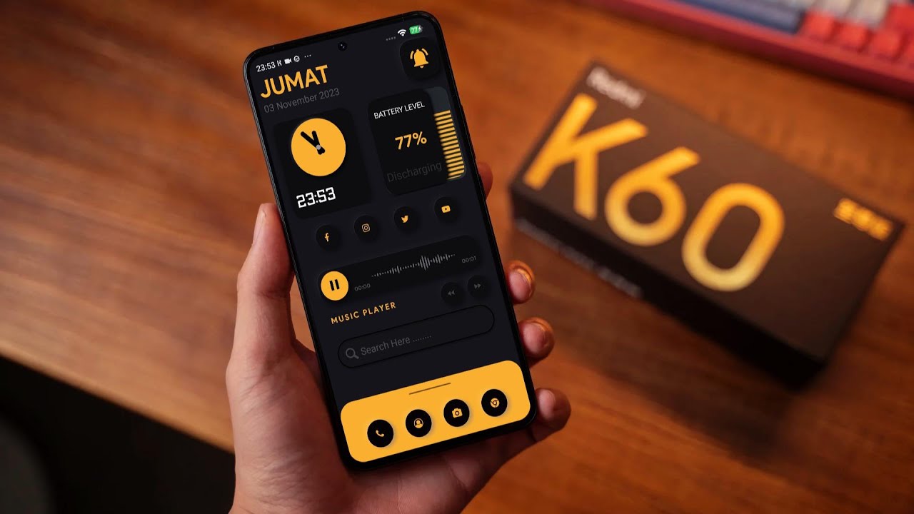 DOWNLOAD TEMA ANDROID MINIMALIST BLACK AND DARK YELLOW SETUP NOVA LAUNCHER TERBARU PREMIUM GRATIS!!!