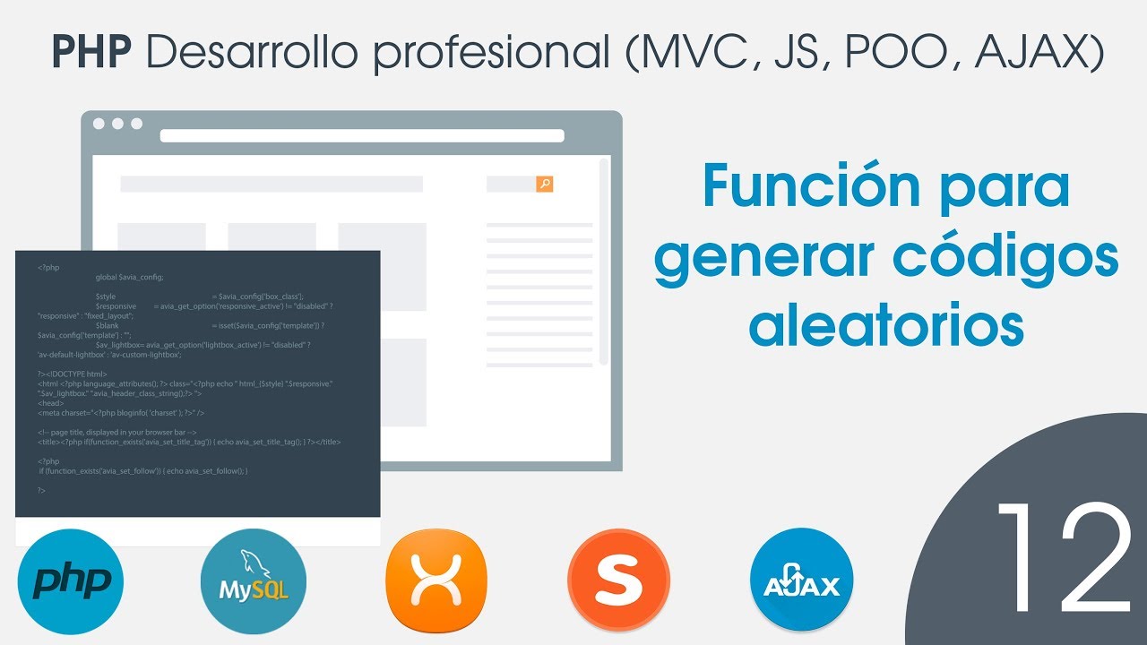 🐘 CURSO de PHP MVC POO MySQL - 12 Funcion para generar codigos aleatorios