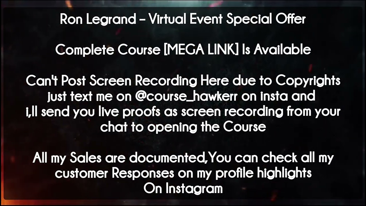 Ron Legrand course  - Virtual Event Special Offer download