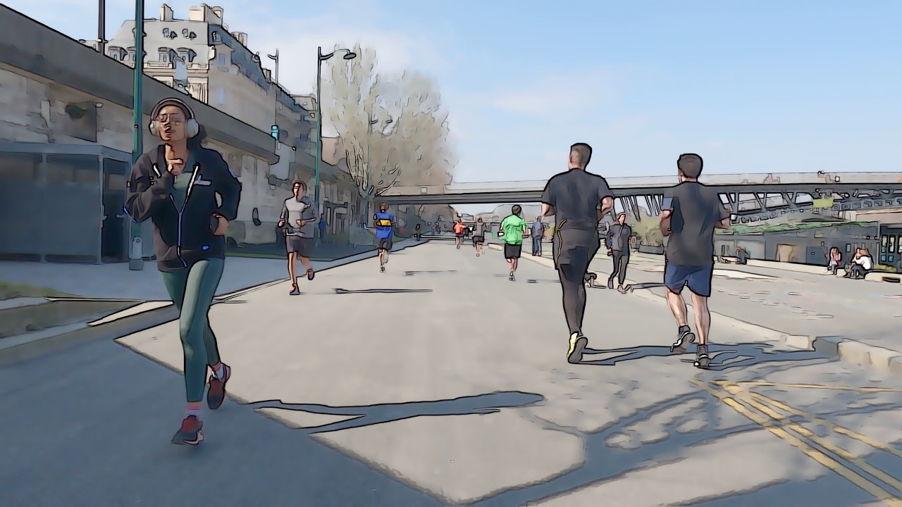 Balade à Vélo dans Paris en Dessin : Berges de Seine.