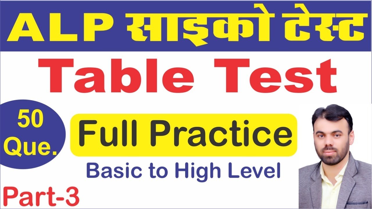 Table Test - ALP Psycho Exam | TABLE TEST -3 (basic to high level )