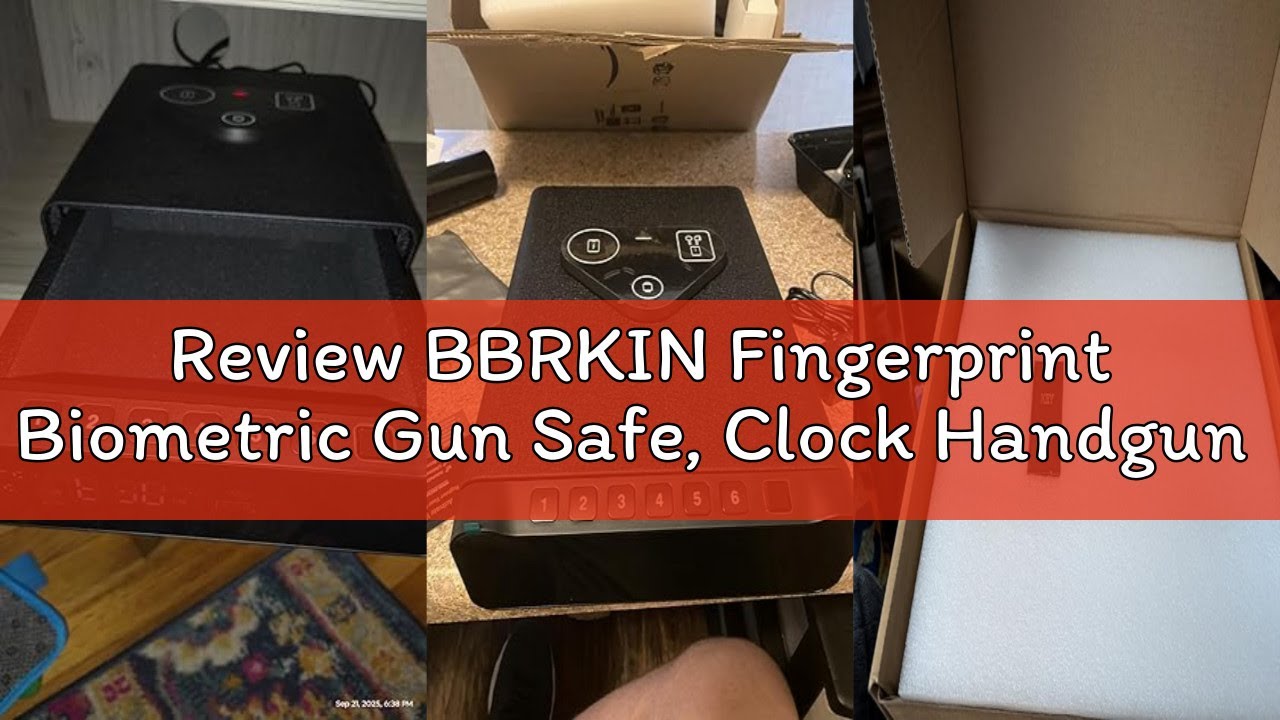 Review BBRKIN Fingerprint Biometric Gun Safe, Clock Handgun Safe with 3-in-1 Watch & Phone Wireless