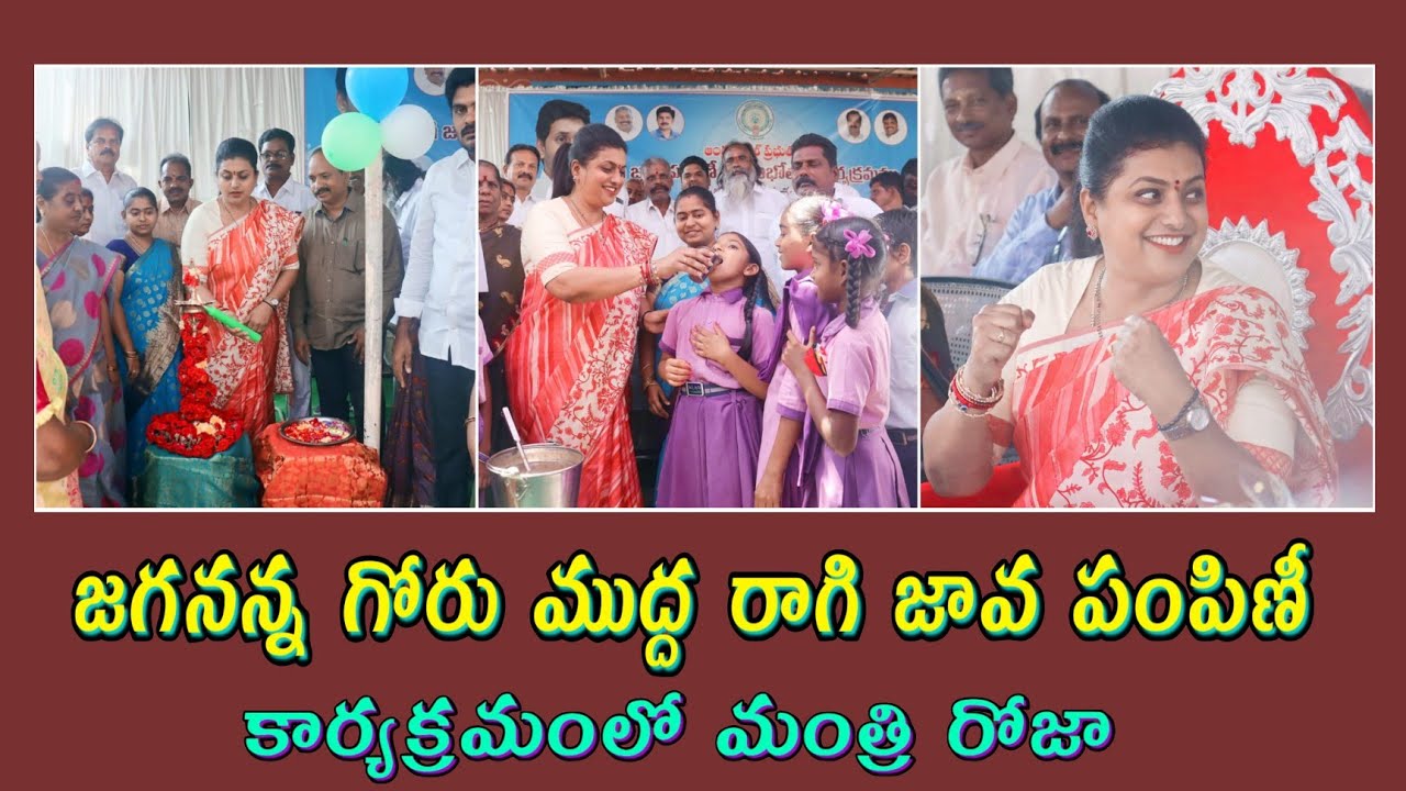 జగనన్న గోరు ముద్ద కార్యక్రమంలో మంత్రి రోజా | Minister Rk Roja | Jagananna Gorumuddha Ragi java