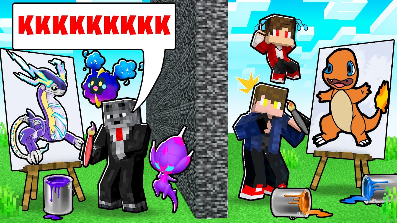 TROLLEI meus AMIGOS com DESENHO DE POKEMON de PROFISSIONAL ESCONDIDO no MINECRAFT