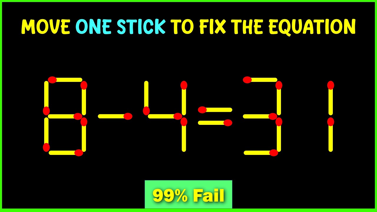Matchstick Puzzles | Move One Match to Fix the Equation | Matchstick puzzle with answer | Math  game