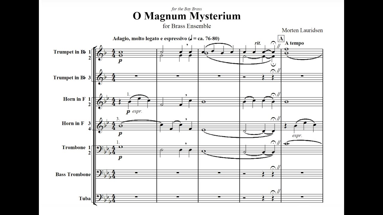Lauridsen - O Magnum Mysterium (Version for Brass Ensemble) [Score]