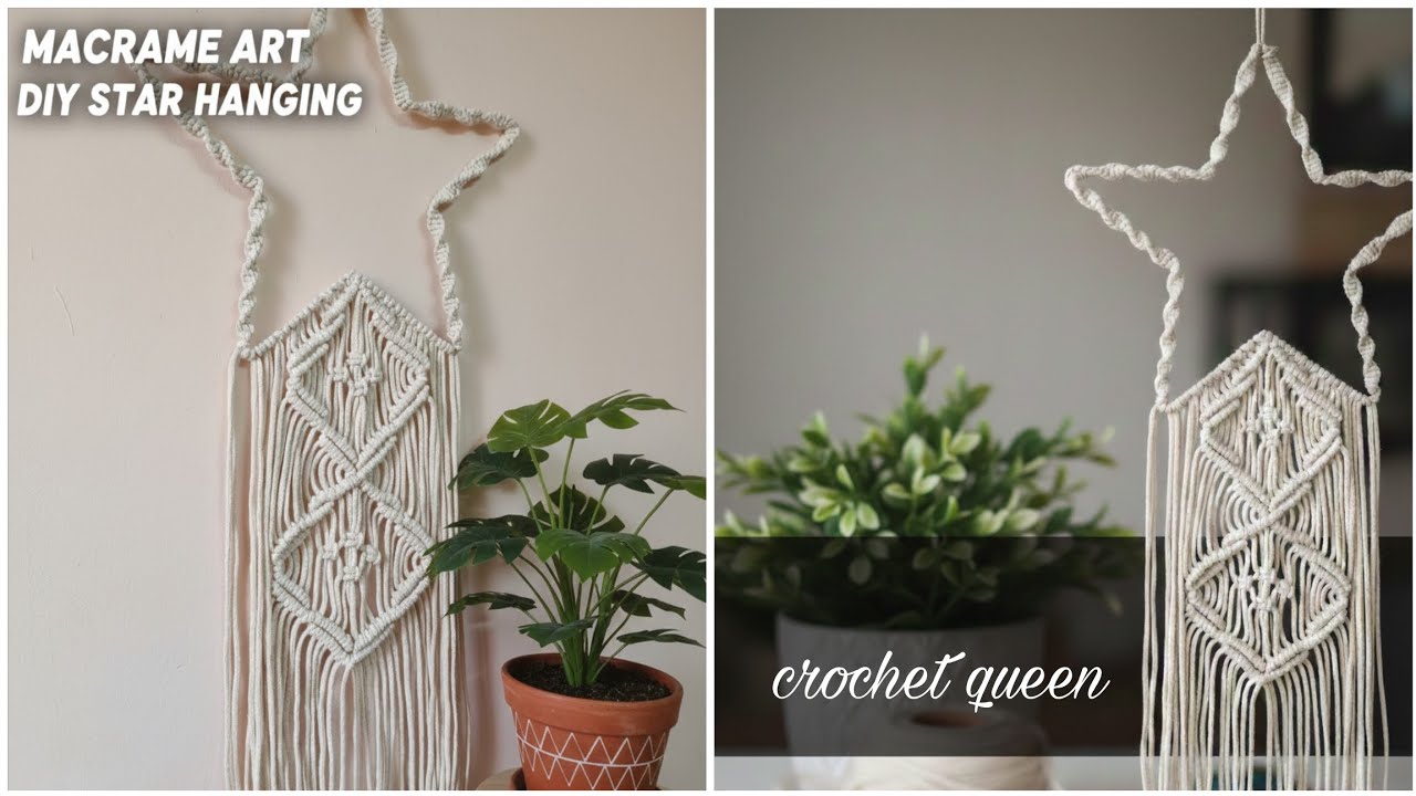 مكرميه معلقة نجمه - Hanging macrame tutorial