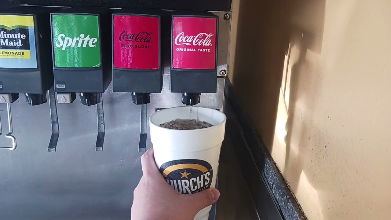 I'm Getting Large Ice Cold Coca-Cola At Church's Fried Texas Chicken.