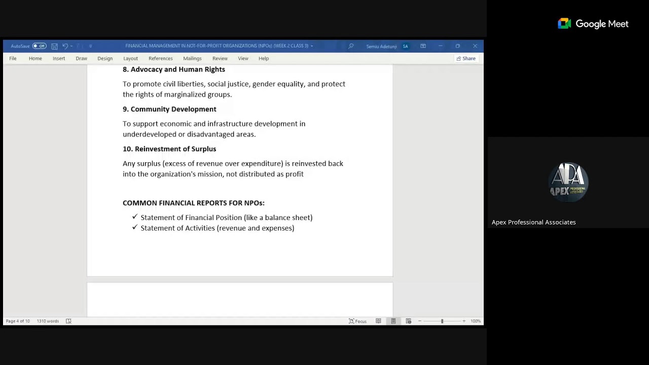 Financial Management (Nov 2025) - Financial Management in not-for-profit organizations