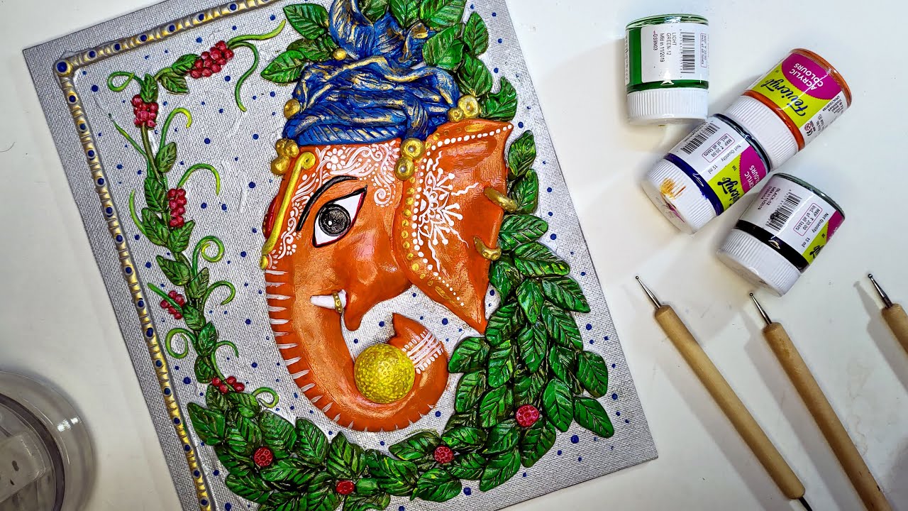Ganesha Mural Painting Sculpting With Epoxy Clay - Part 2