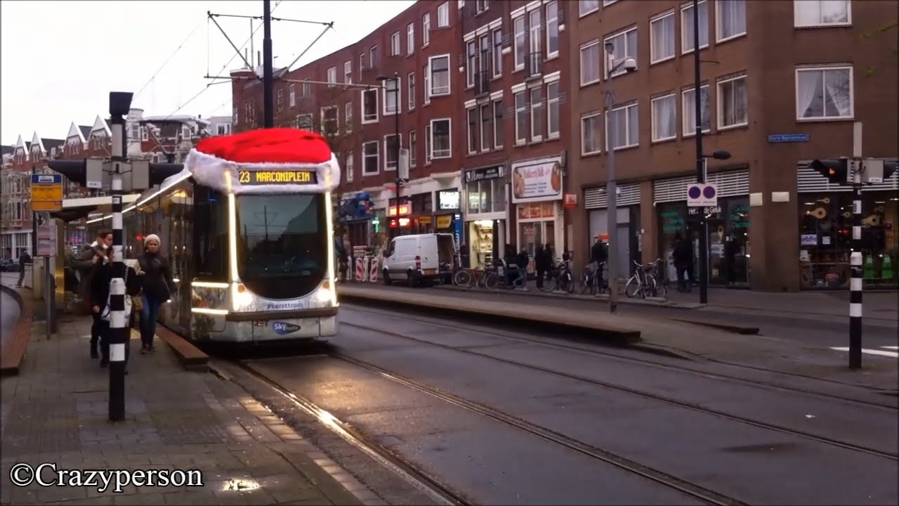 RET Kersttram vertrekt op Tiendplein Rotterdam richting Marconiplein! - Christmas tram