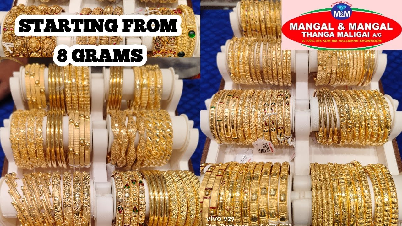 8 Gram bangle/ Gold bangle/ light weight bangles collections from Mangal and Mangal. #goldbangles
