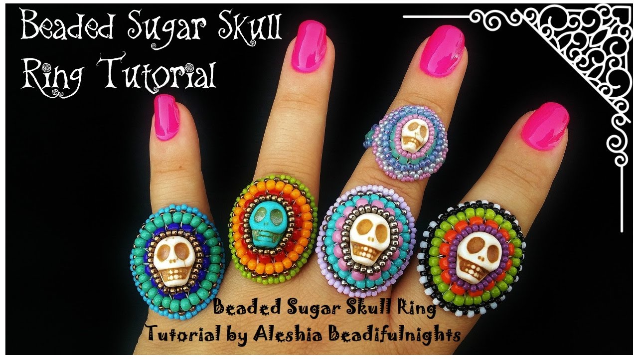 Beaded Sugar Skull Ring Tutorial