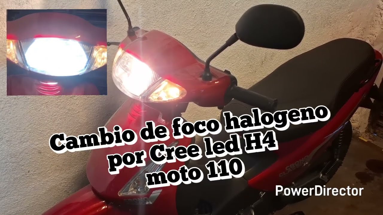 Cambio de lampara halogena por Cree led H4 moto 110