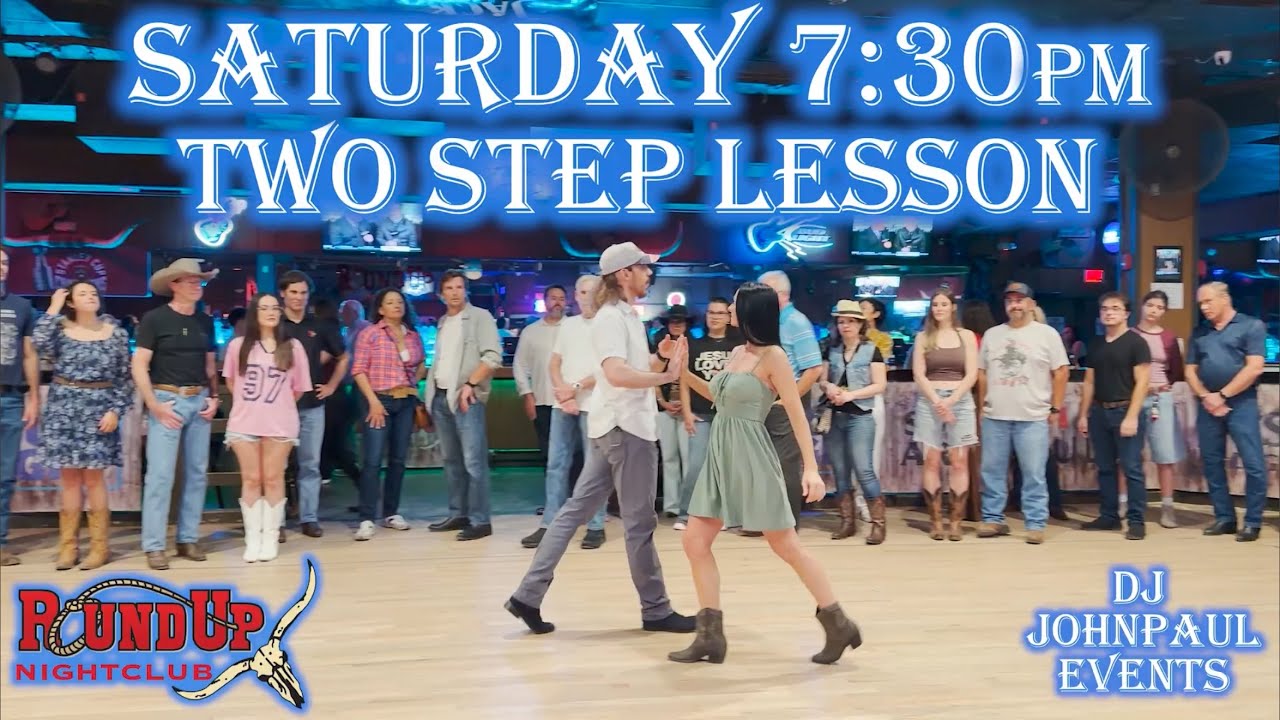 Two Step 🔀 Inside Weave to Outside Turn 🔀 Lesson by DJ JohnPaul & Kortnee at Round Up