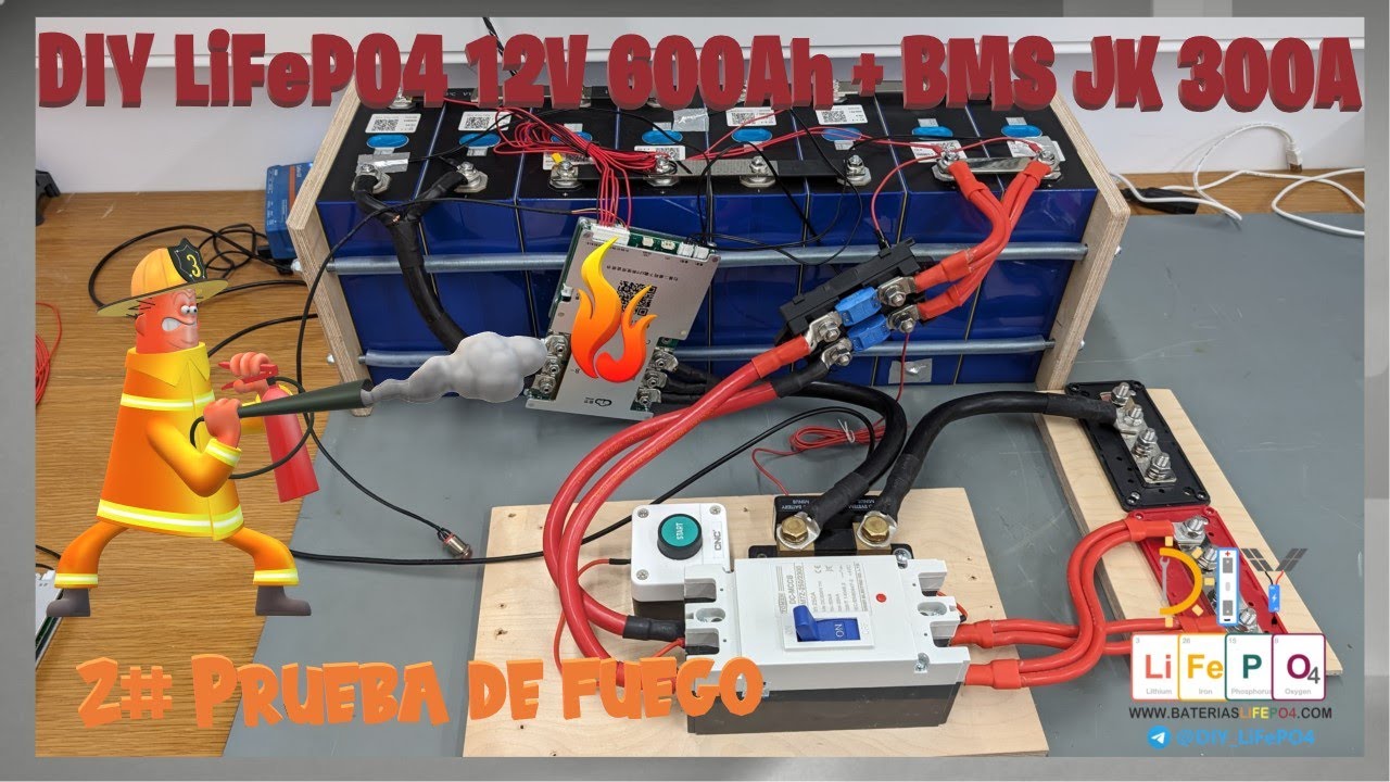 Prueba de fuego al BMS JK 4-8s de 300A 🔋DIY Baterías LiFePO4🔋 - 🚍DIY ElectroCamper🚤