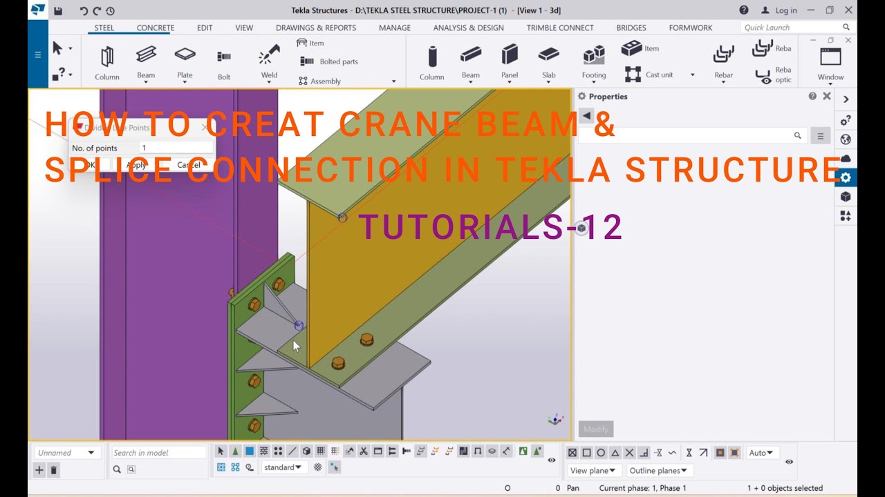 LESSON -12 | PROJECT -01 | HOW TO CREAT CRANE BEAM & SPLICE CONNECTION IN TEKLA STRUCTURE