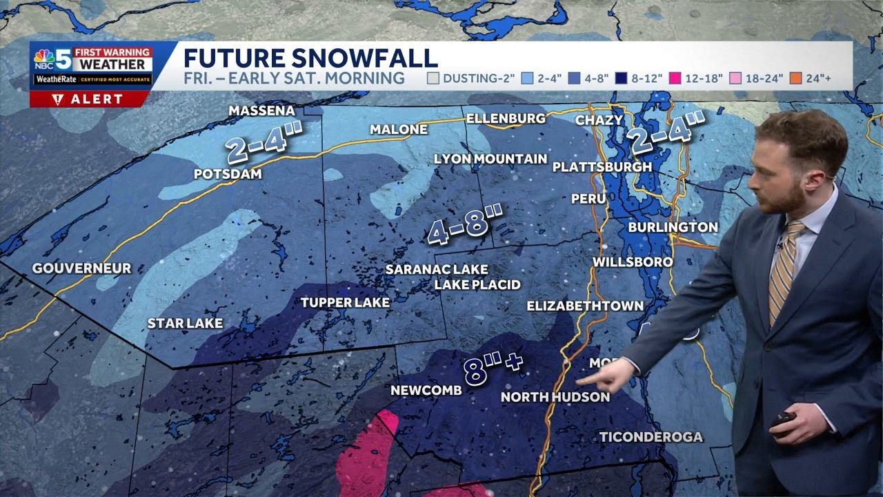 Impactful snowstorm arrives Friday in Vermont, New York (02-19-26)