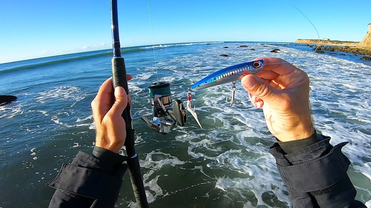 Popper Surf Fishing in the Wash around the Rocks