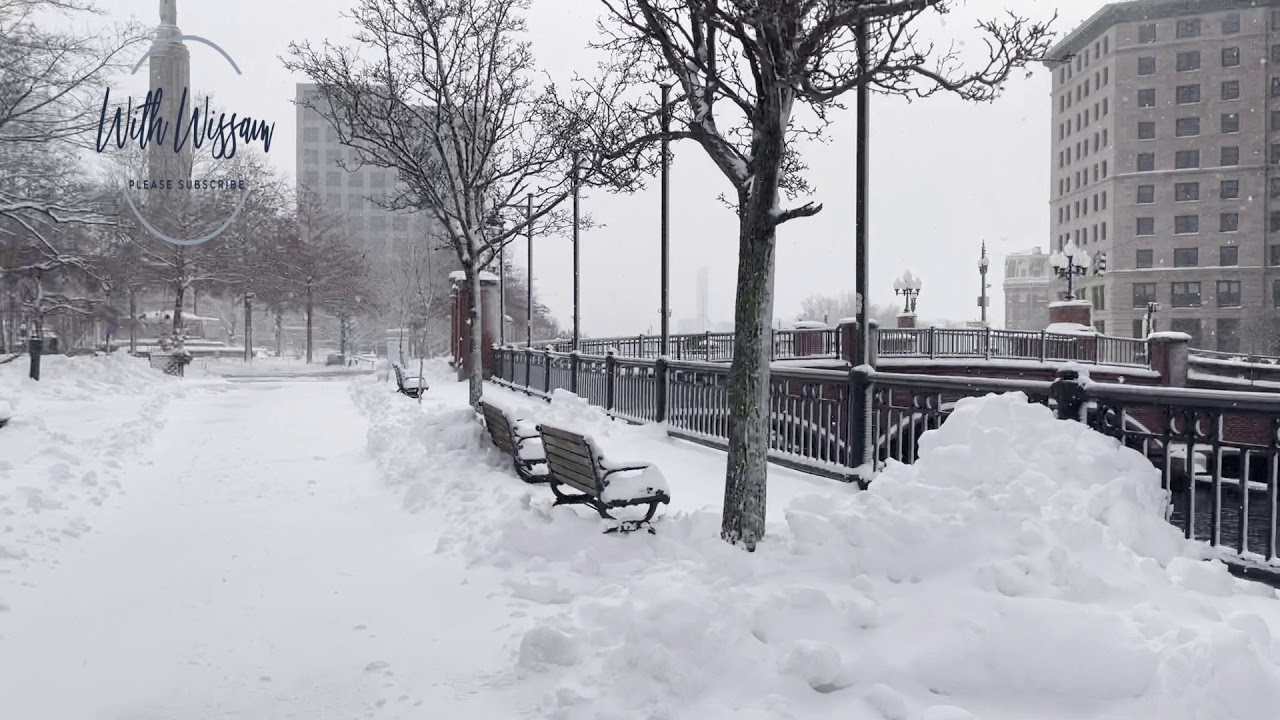 Snow Storm walk in Downtown Providence Rhode Island