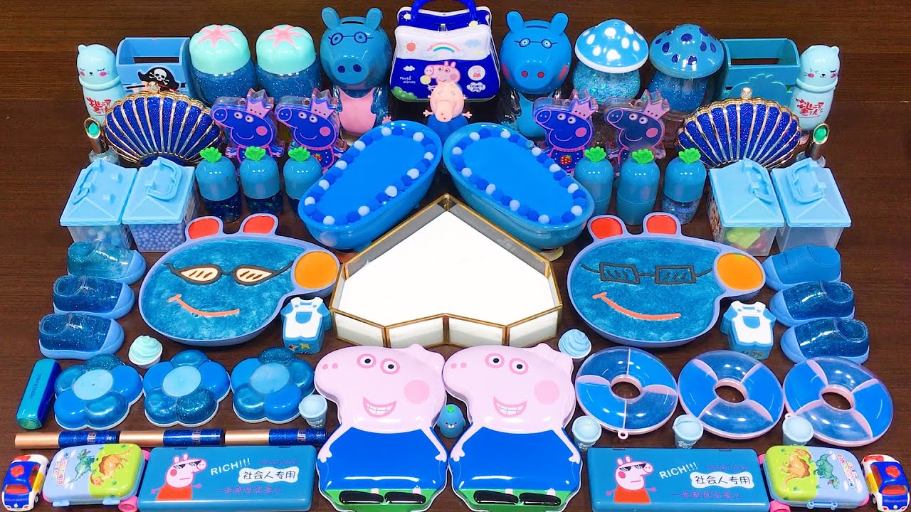 BLUE PEPPA PIG Slime | Mixing Random Things into GLOSSY Slime | Satisfying Slime, ASMR Slime #868