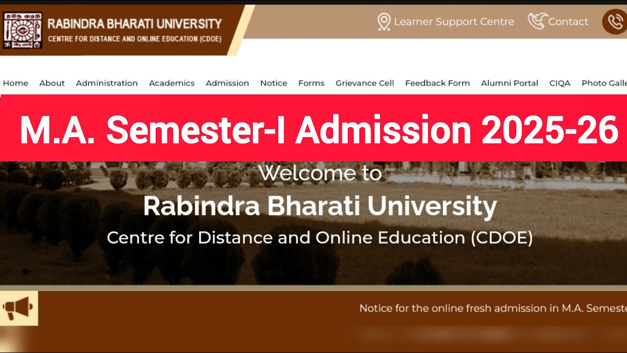 CDOE Rabindra Bharati University M.A. Admission 2025-26 | Eligibility, Fees, Last Date, Full Process