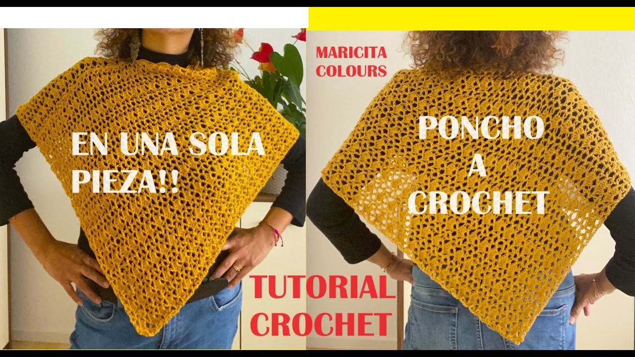 🥰PONCHO EN UNA PIEZA A CROCHET 
